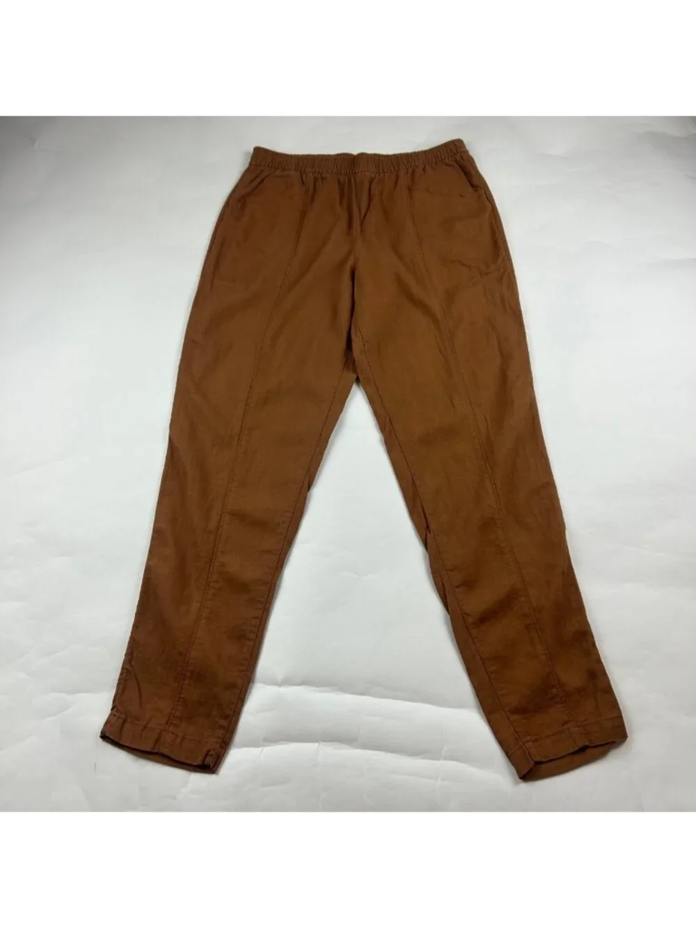 TALL Old Navy Sisal Brown Linen Blend High Rise Slim Leg Ankle Pant MT